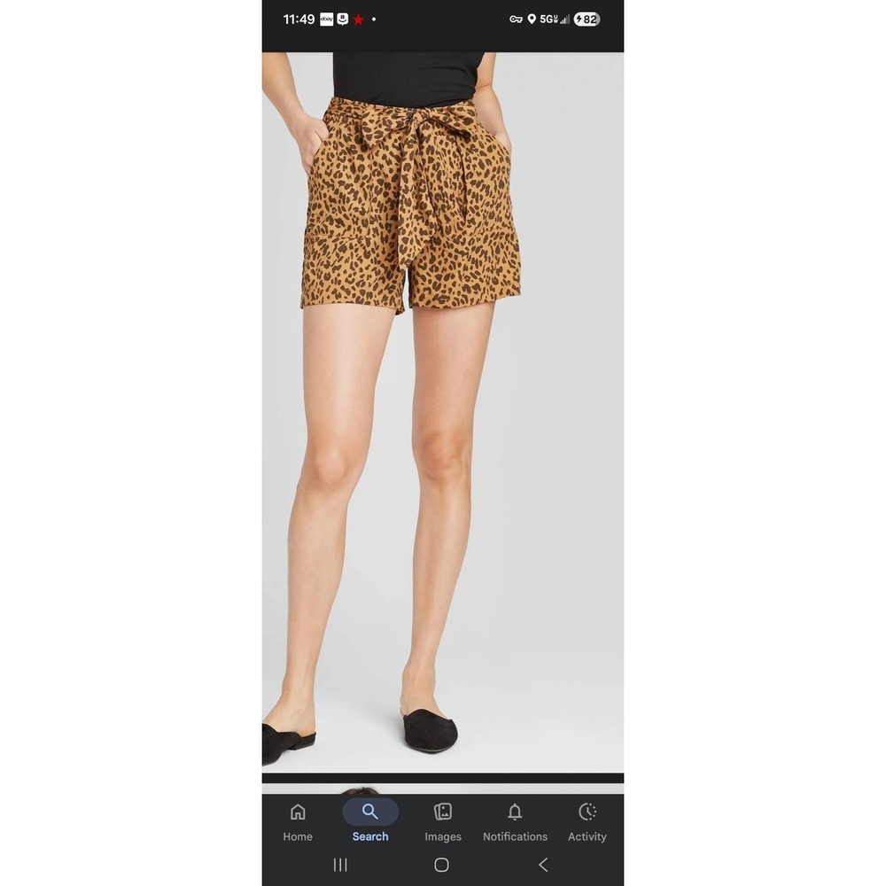 Leopard Print Shorts Gathered At Waist With Belt And‎ Cute Pockets. Sz XS.